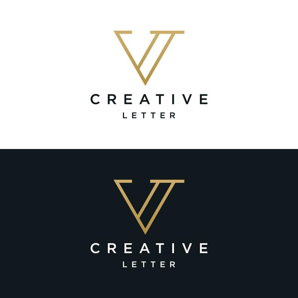 Initial V Minimal letter logo template design with modern and luxury geometric shape.Logo for business, brand, company,business card or identity and fashion. vector