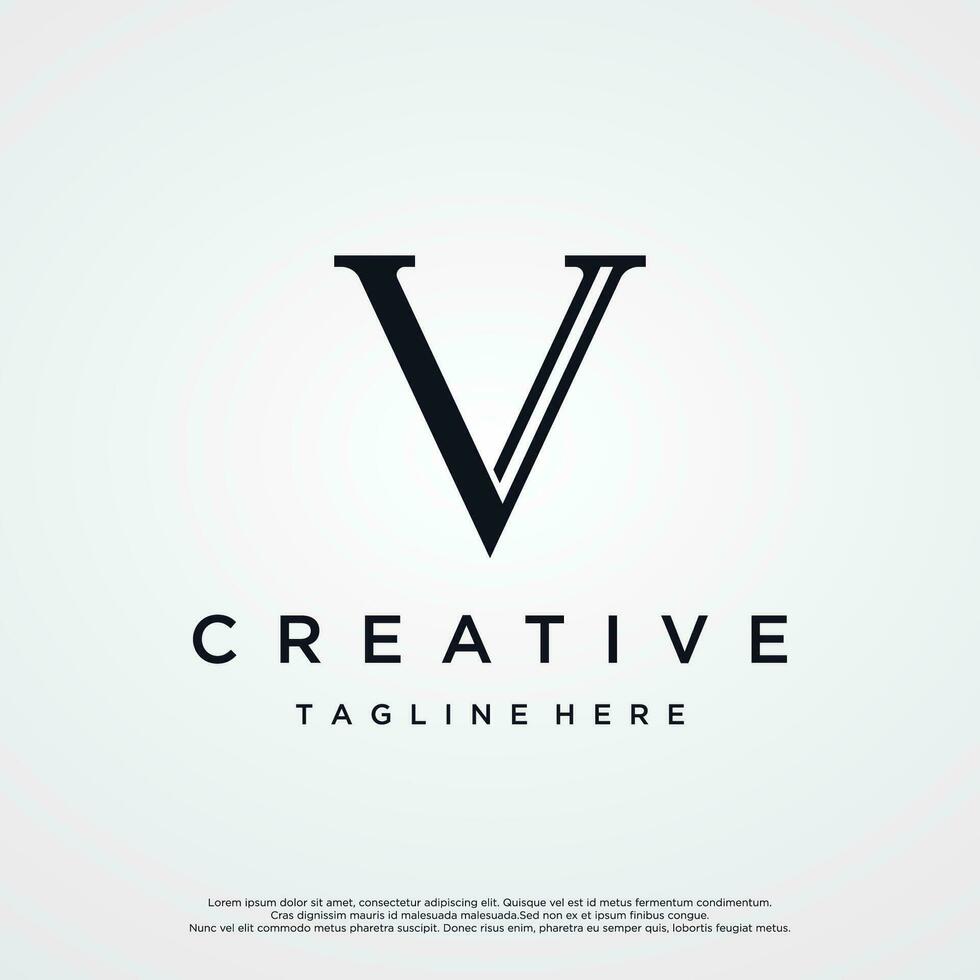 Initial V Minimal letter logo template design with modern and luxury geometric shape.Logo for business, brand, company,business card or identity and fashion. vector