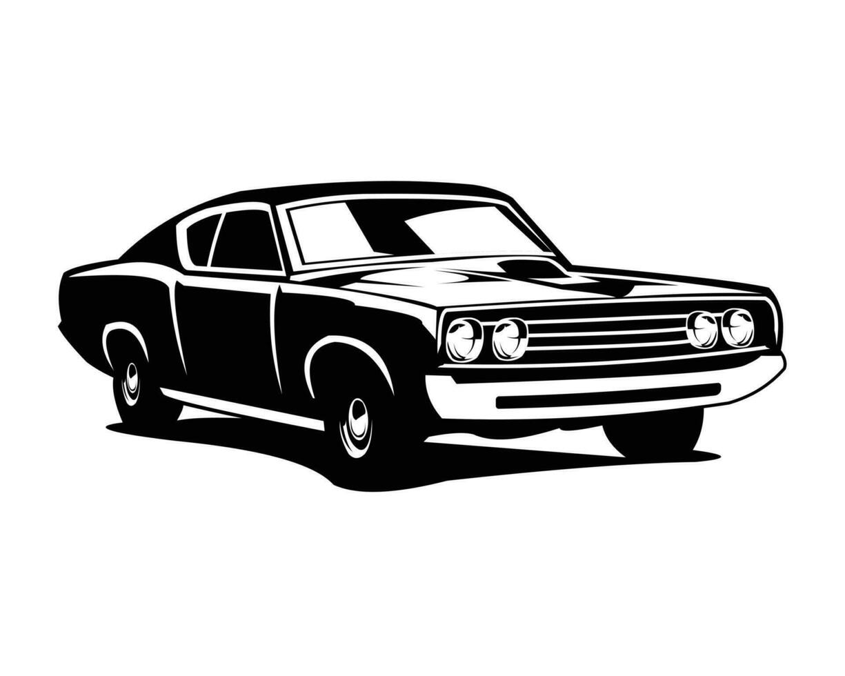 ford torino cobra car illustration vector design silhouette. isolated white background view from side. very best for logo, badge, emblem, icon, sticker design, car industry.