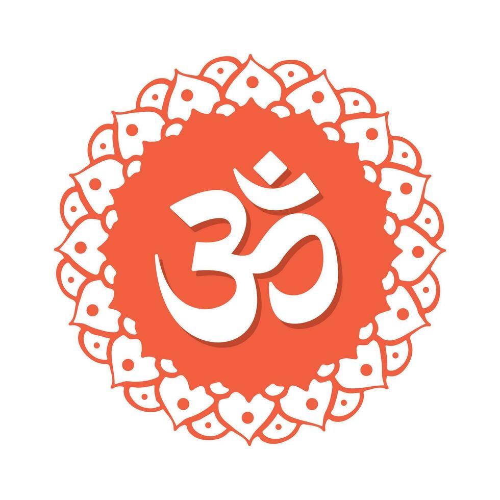 Om Hindu Symbol with Flower Mandala vector