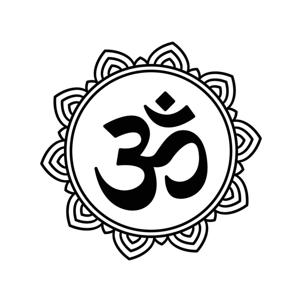 mandala con símbolo hindú om vector