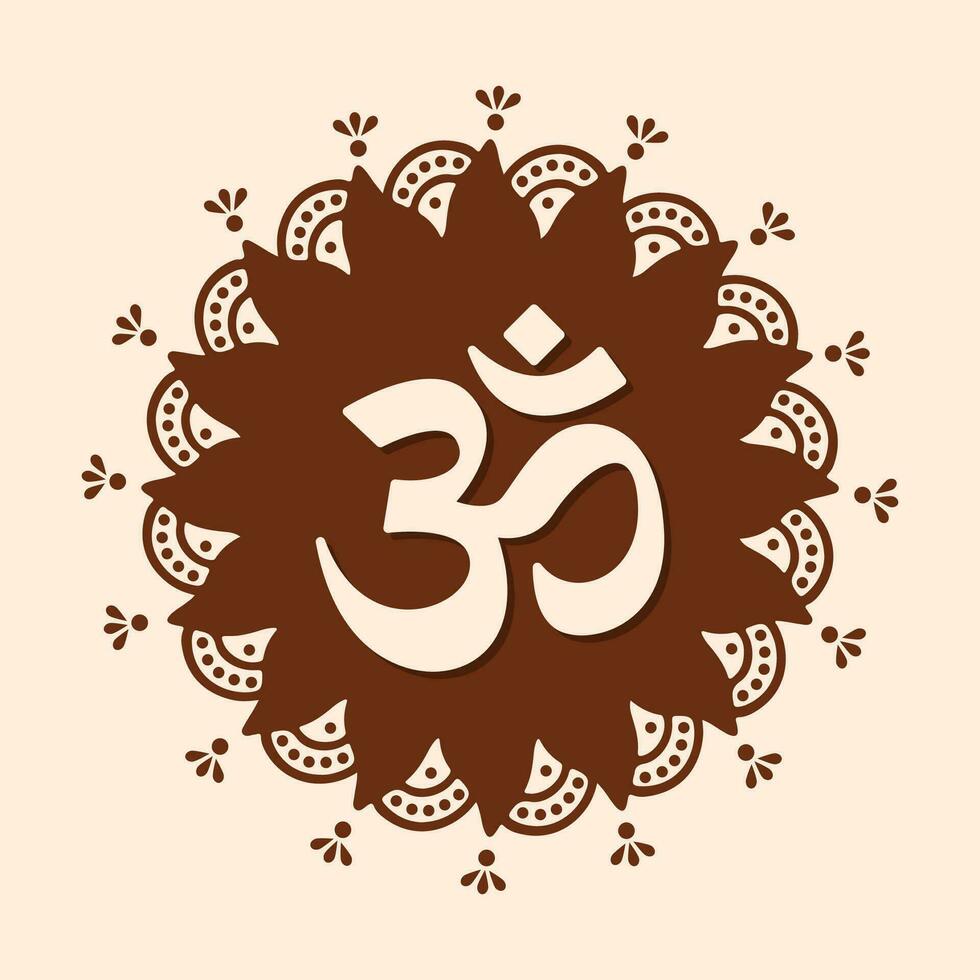 Om Hindu Symbol with Mandala Flower vector