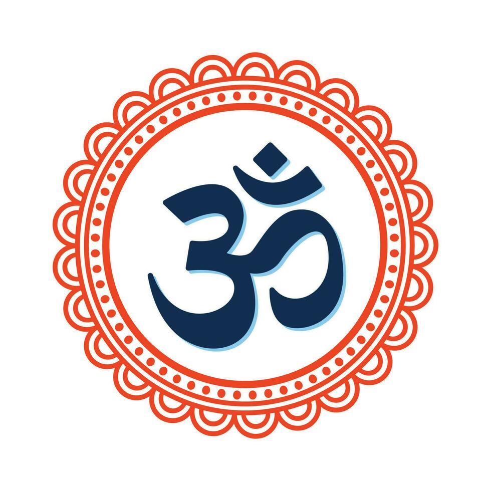 Om Hindu Symbol with orange Mandala vector