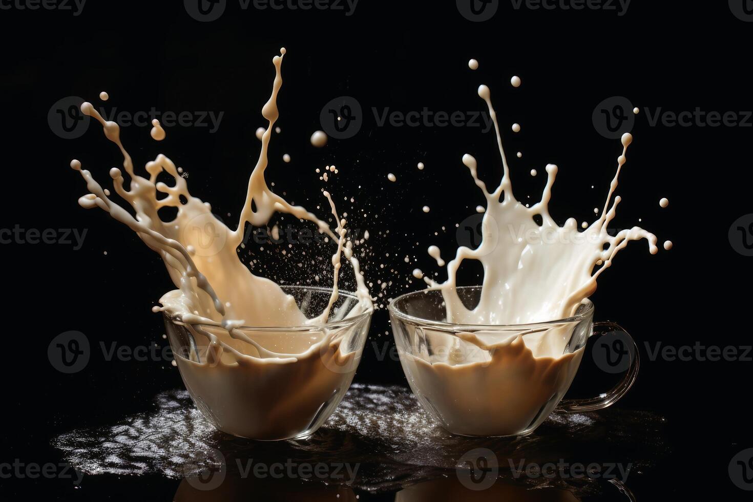 Splashing Coffee and Milk created with technology. photo