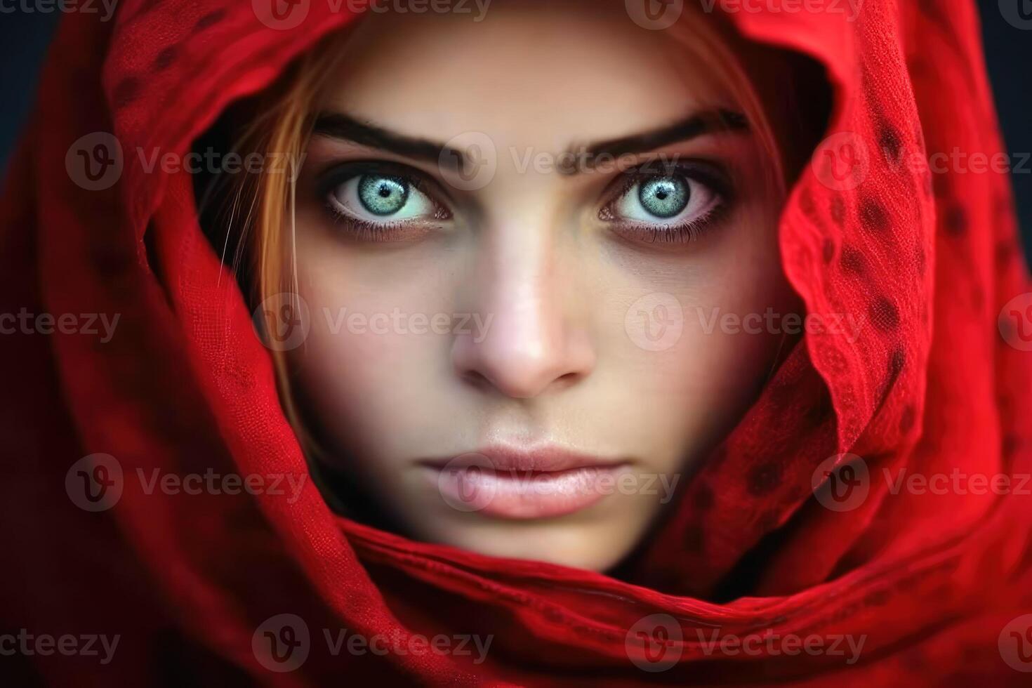 Stunning woman portrait close up created with technology. photo