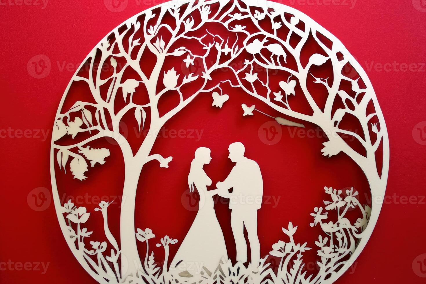 Wedding decoration paper cut created with technology. photo