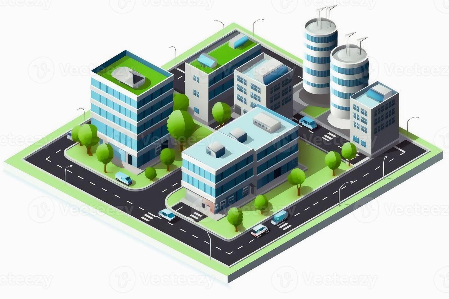 Urban city design concept with eco friendly components created with technology. photo