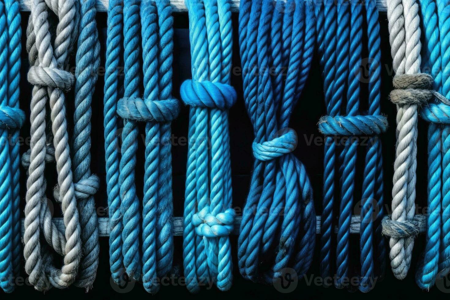 Ropes and knots sailing background created with generative AI technology. photo