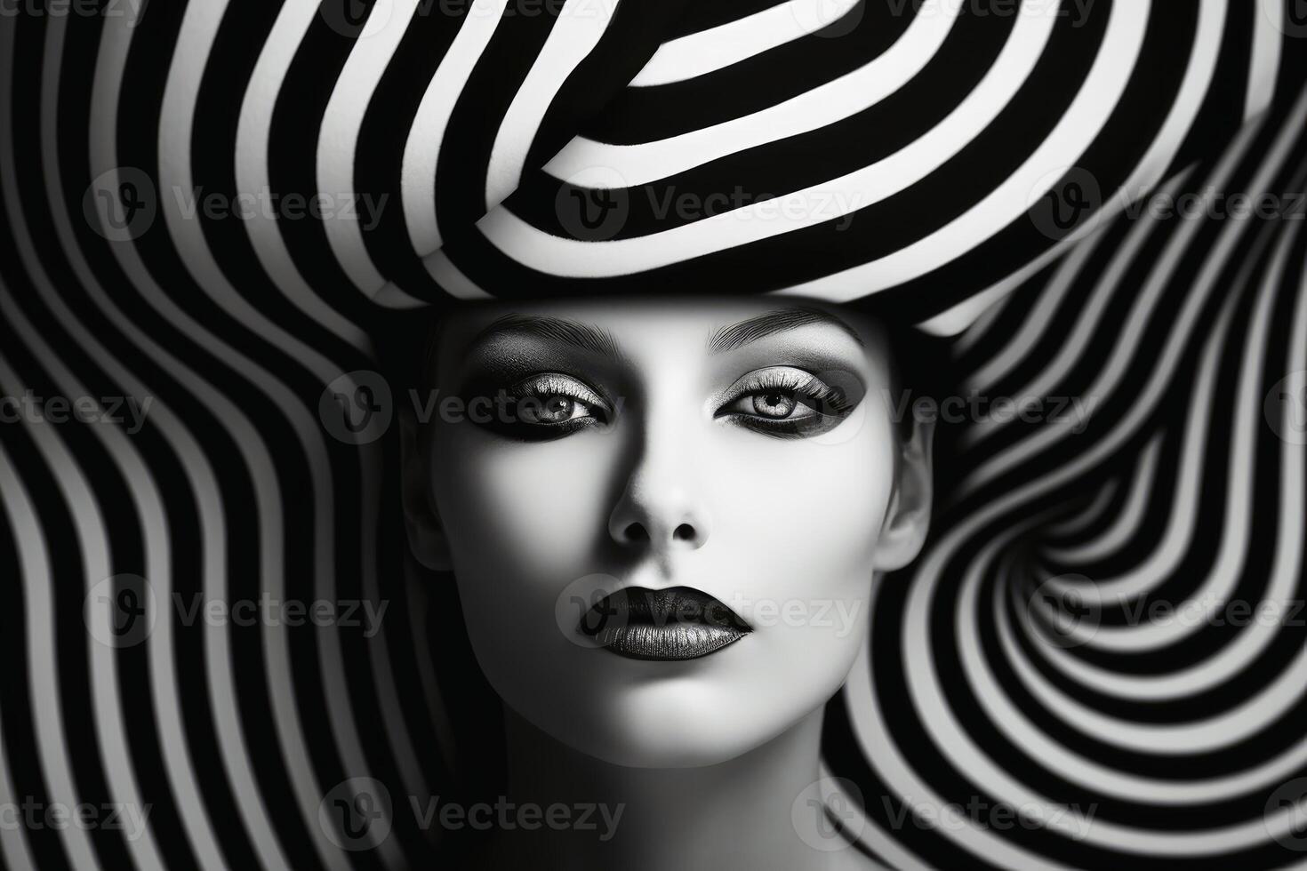 Surreal portrait in black and white created with technology. photo
