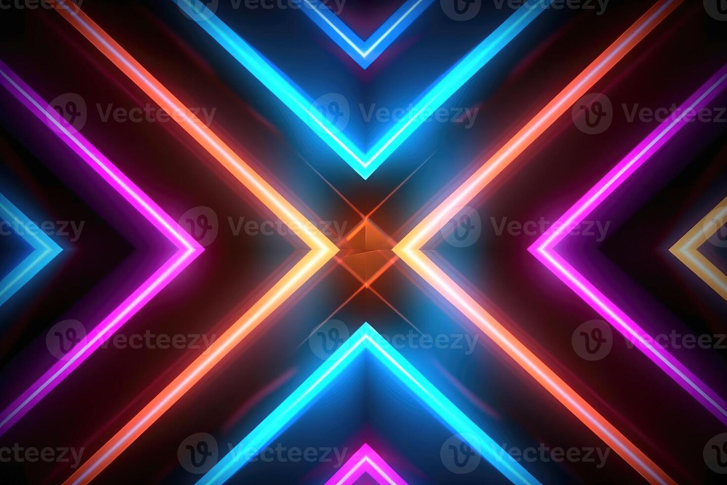 Abstract neon lights background created with technology. photo