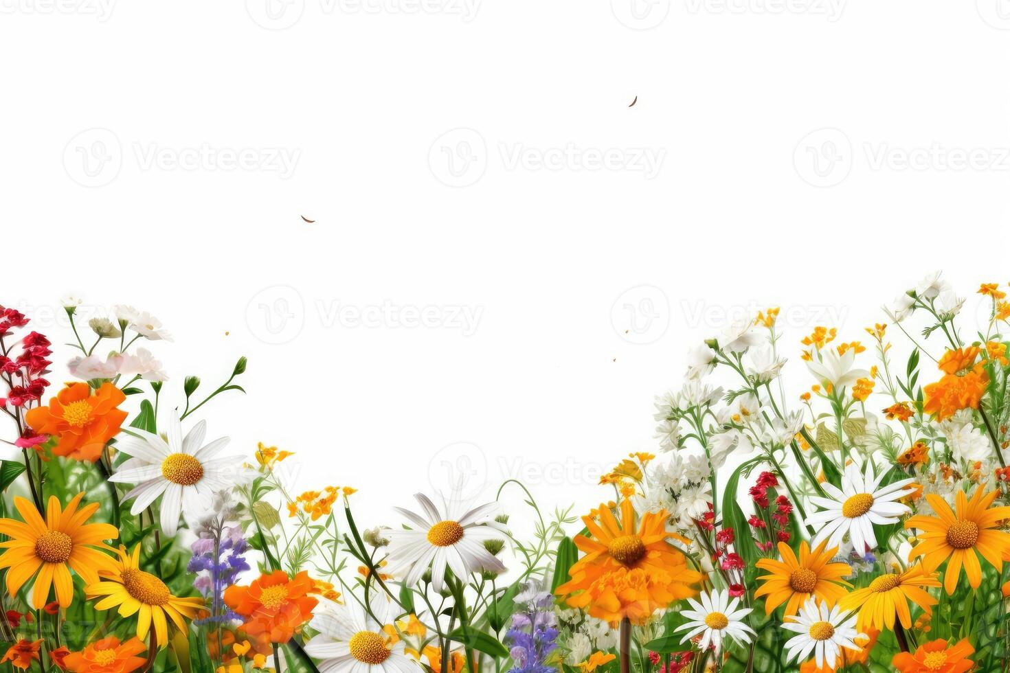 Beautiful floral onrament frame on a white background created with technology. photo