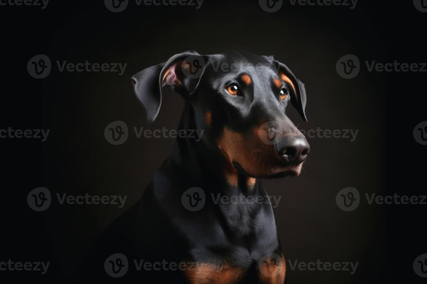 Portrait of a cute doberman dog created with technology. photo