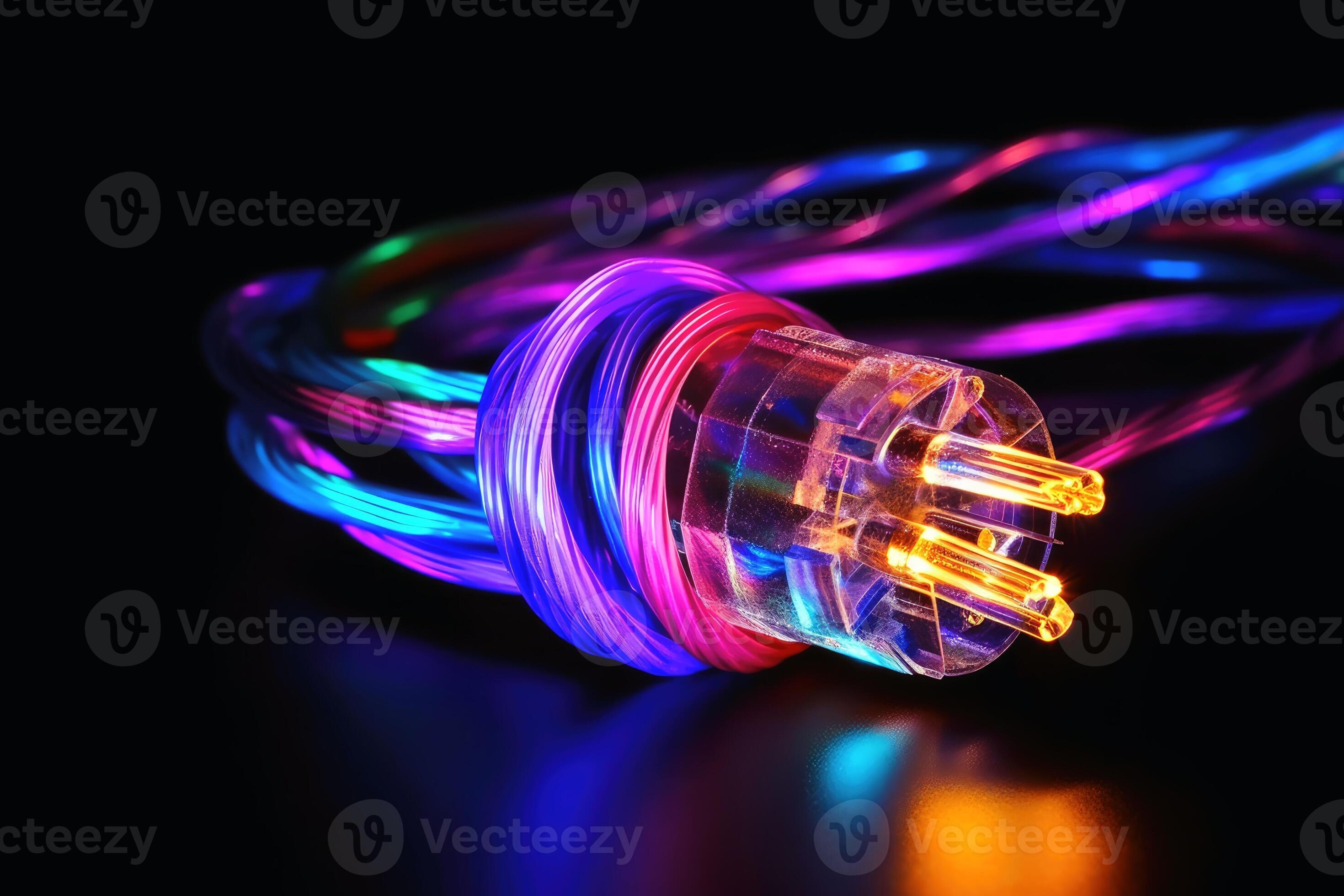 A big fiber optic cable emitting light created with generative AI