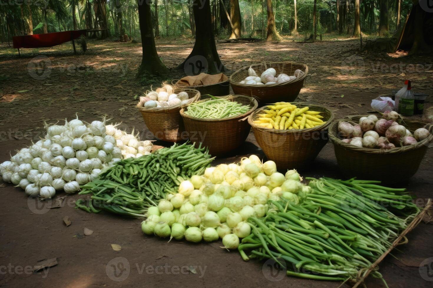 Freshly harvested vegetables created with technology. photo