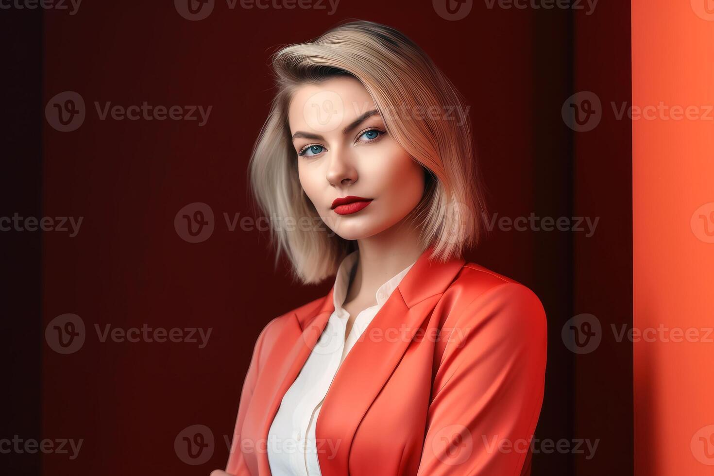 Portrait of a business woman in an office created with technology. photo
