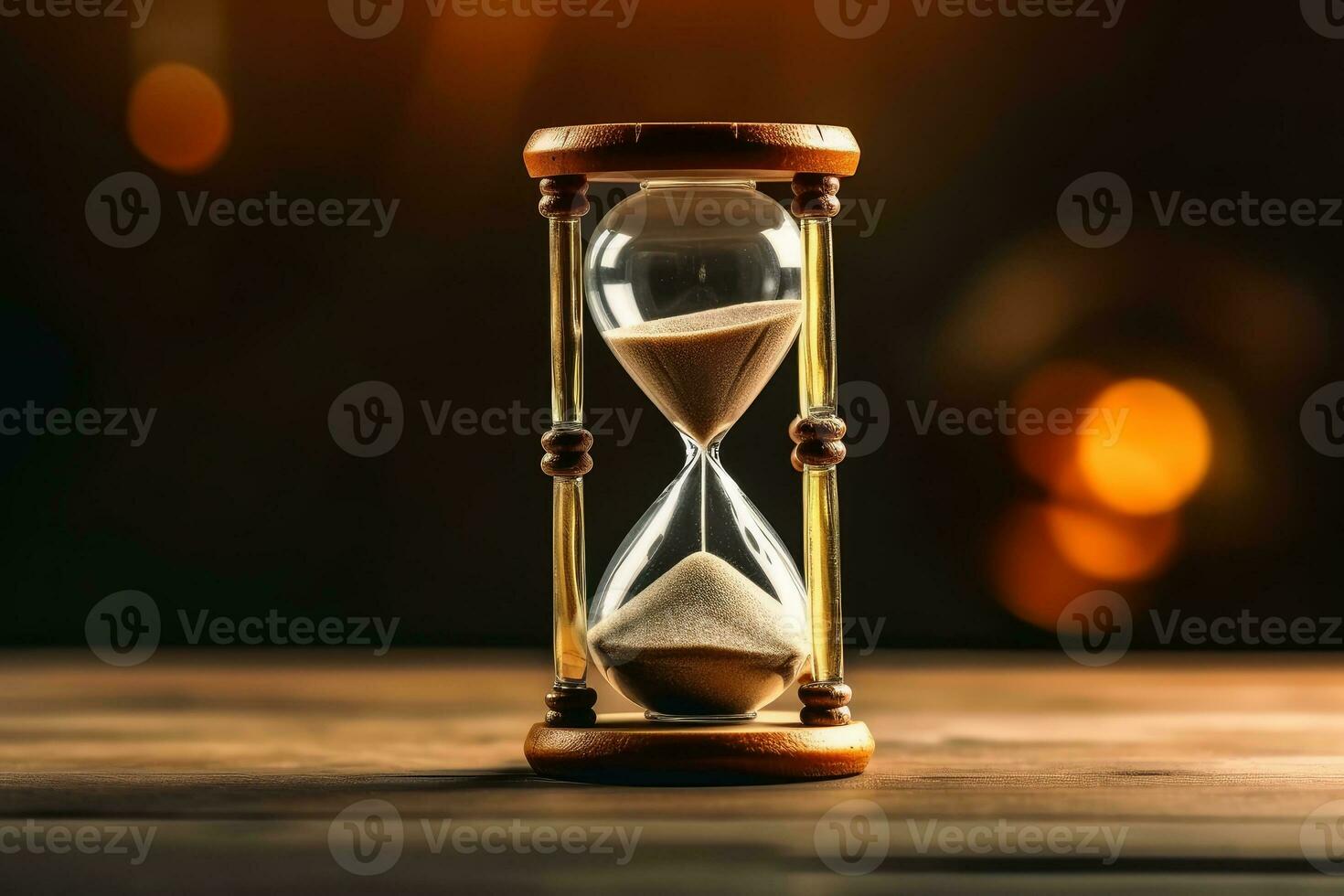 Hourglass and the concept of time created with generative AI technology. photo