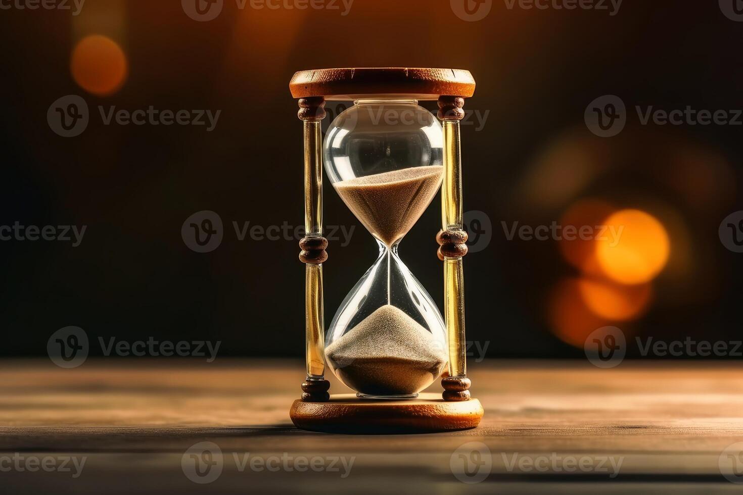 Hourglass and the concept of time created with technology. photo
