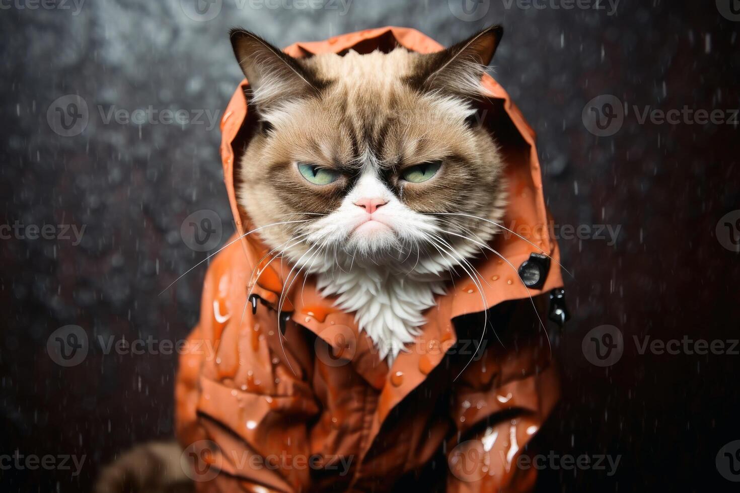 A Surreal grumpy cat created with technology. photo