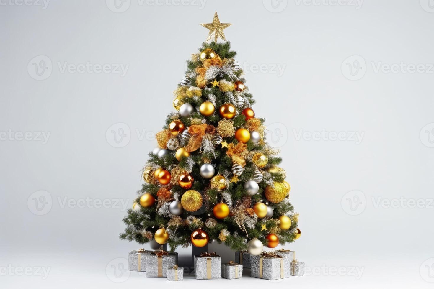 Beautiful decorated christmas tree isolated created with technology. photo