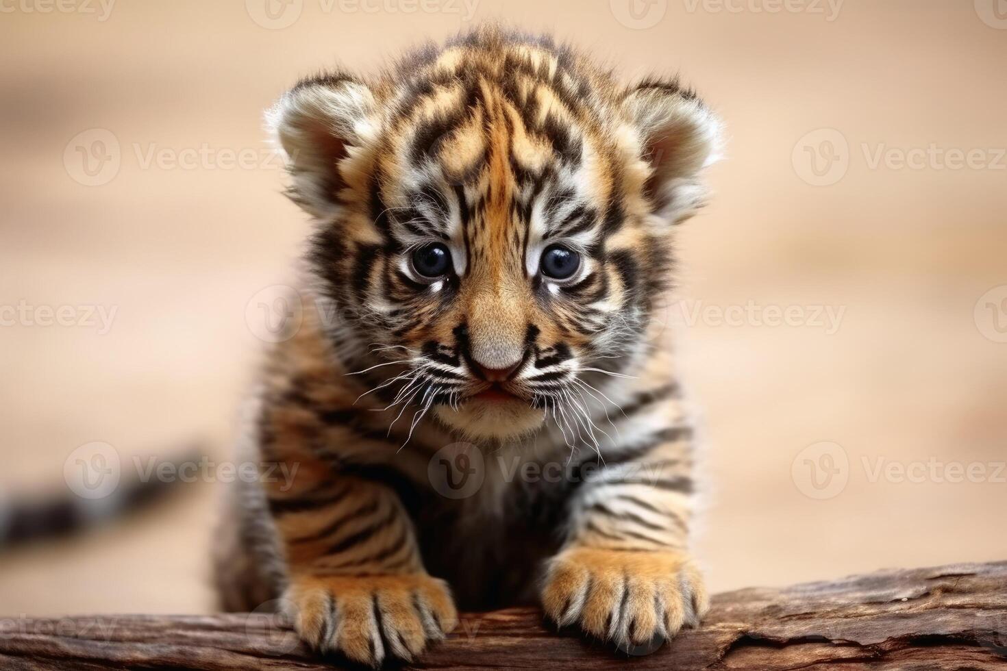 Cute little tiger baby created with generative AI technology. photo