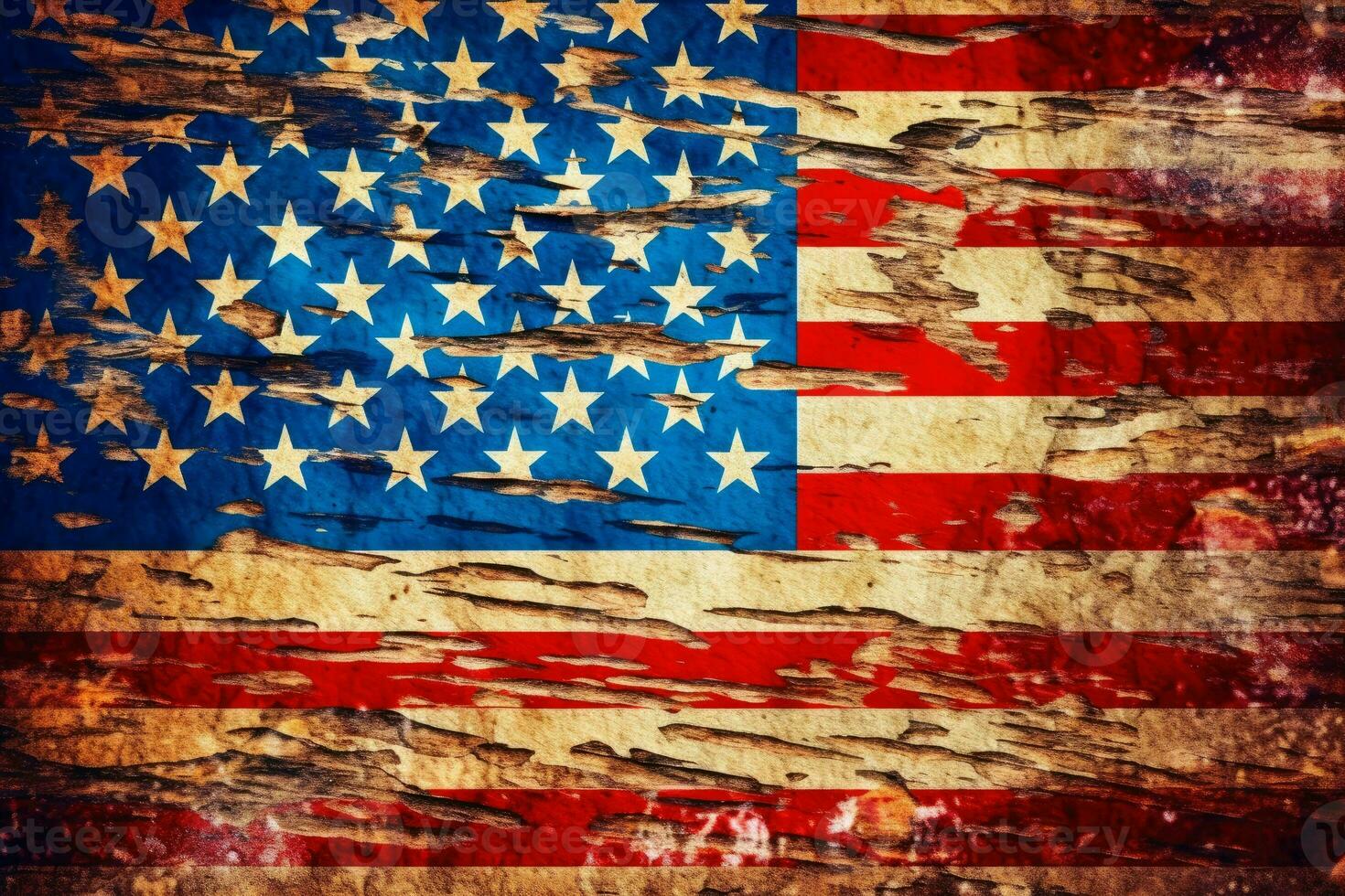 Usa flag in a dirty look created with generative AI technology. photo