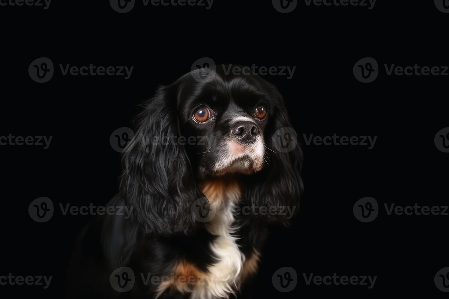 Portrait of a cute cavalier King charles spaniel dog created with technology. photo