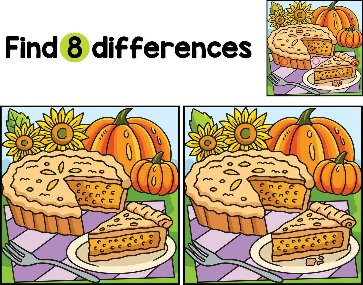 Thanksgiving Pumpkin Pie Find The Differences vector