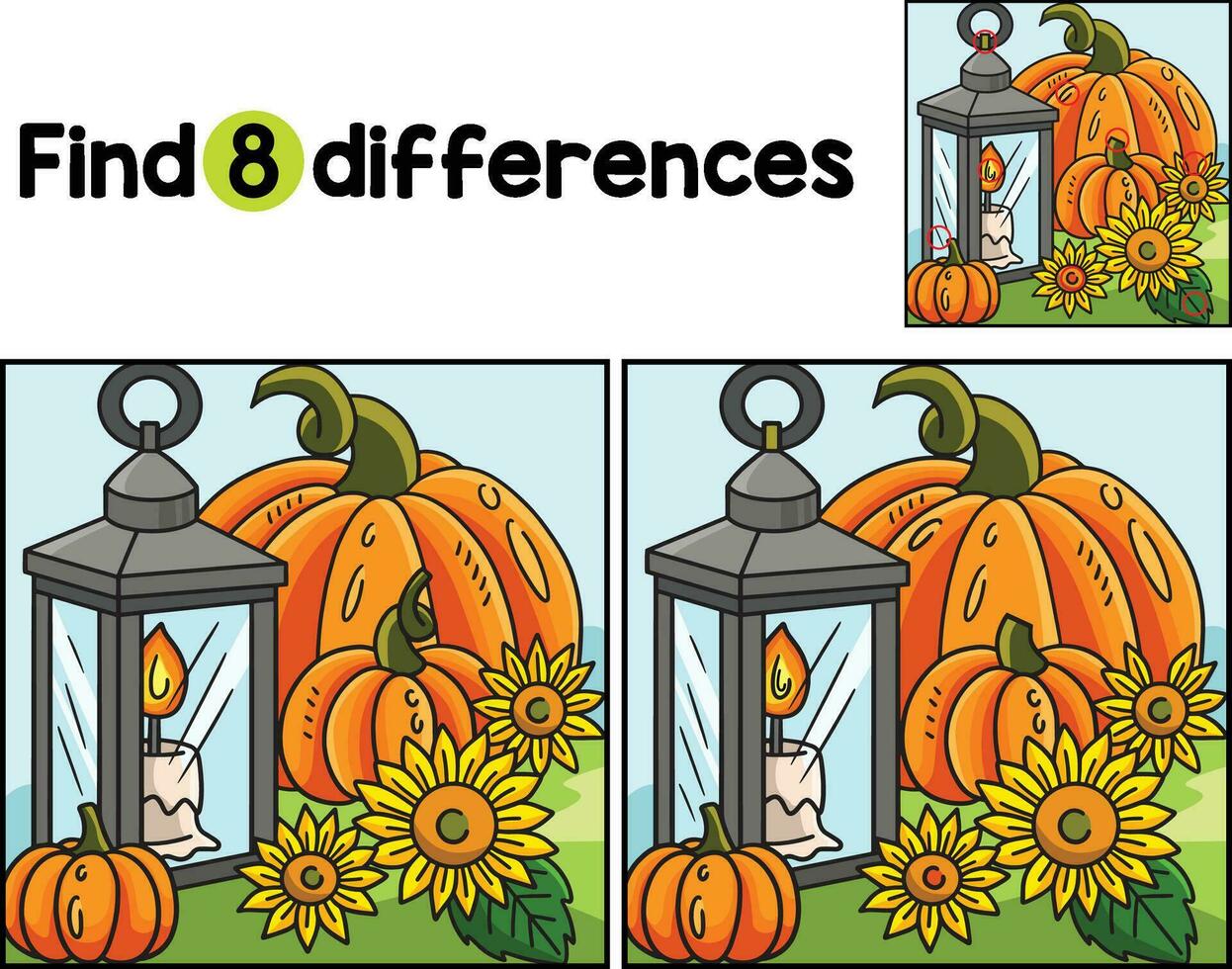 Thanksgiving Lamp Candle Find The Differences vector