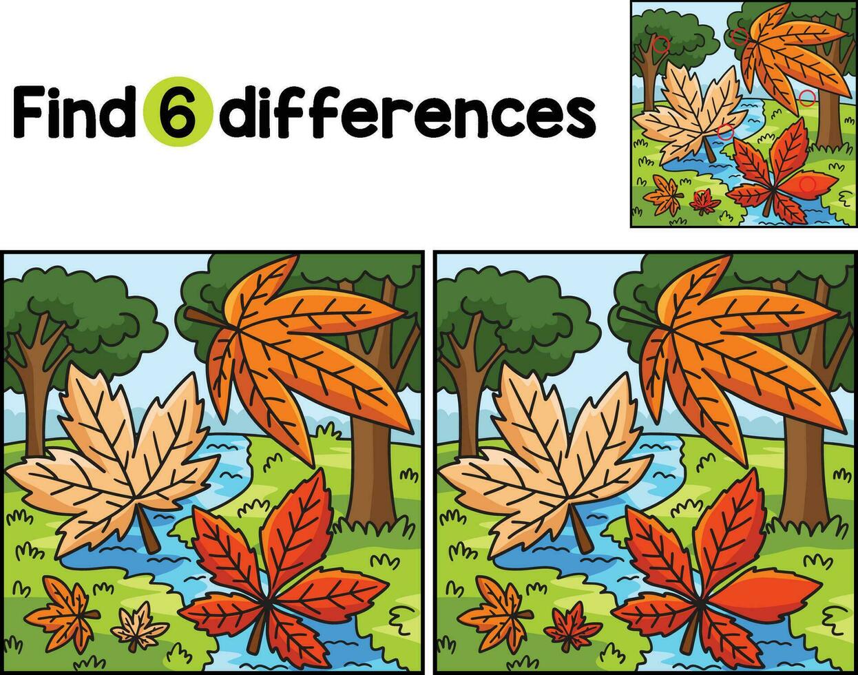Thanksgiving Autumn Leaves Find The Differences vector