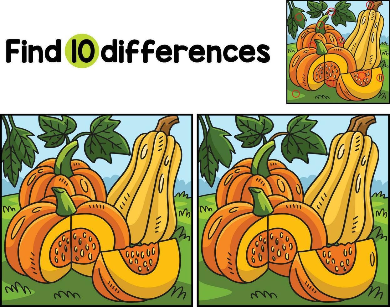 Thanksgiving Pumpkin Find The Differences vector