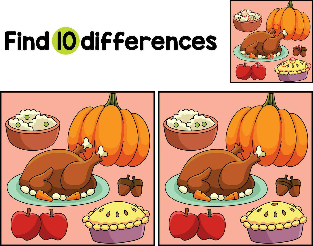 Thanksgiving Feast Find The Differences 26152689 Vector Art at Vecteezy