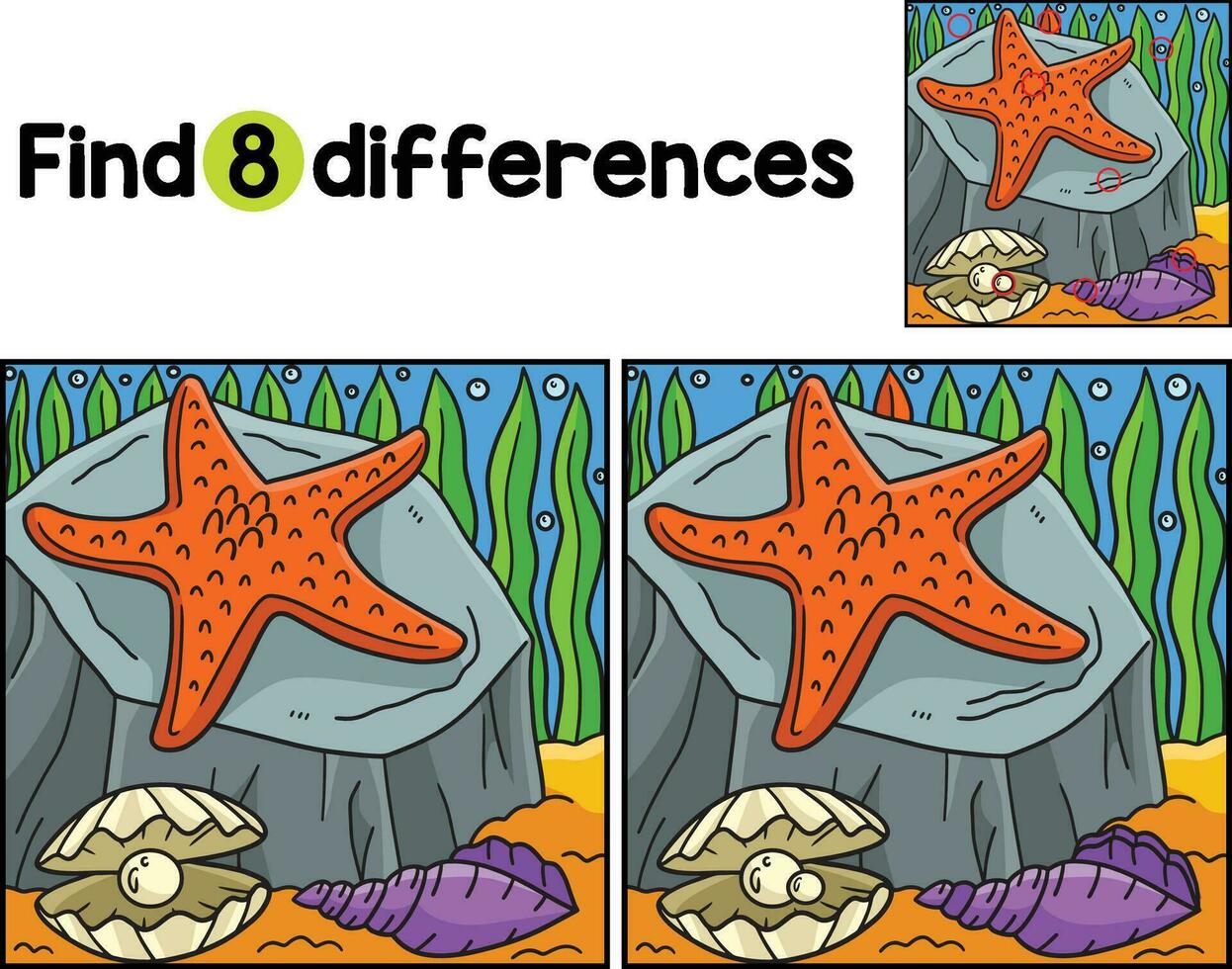 mar estrella animal encontrar el diferencias vector