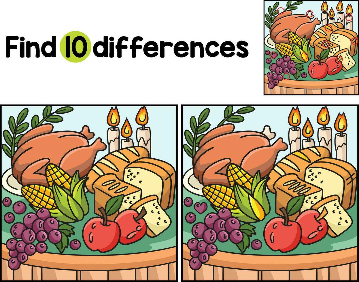 Thanksgiving Feast Find The Differences vector