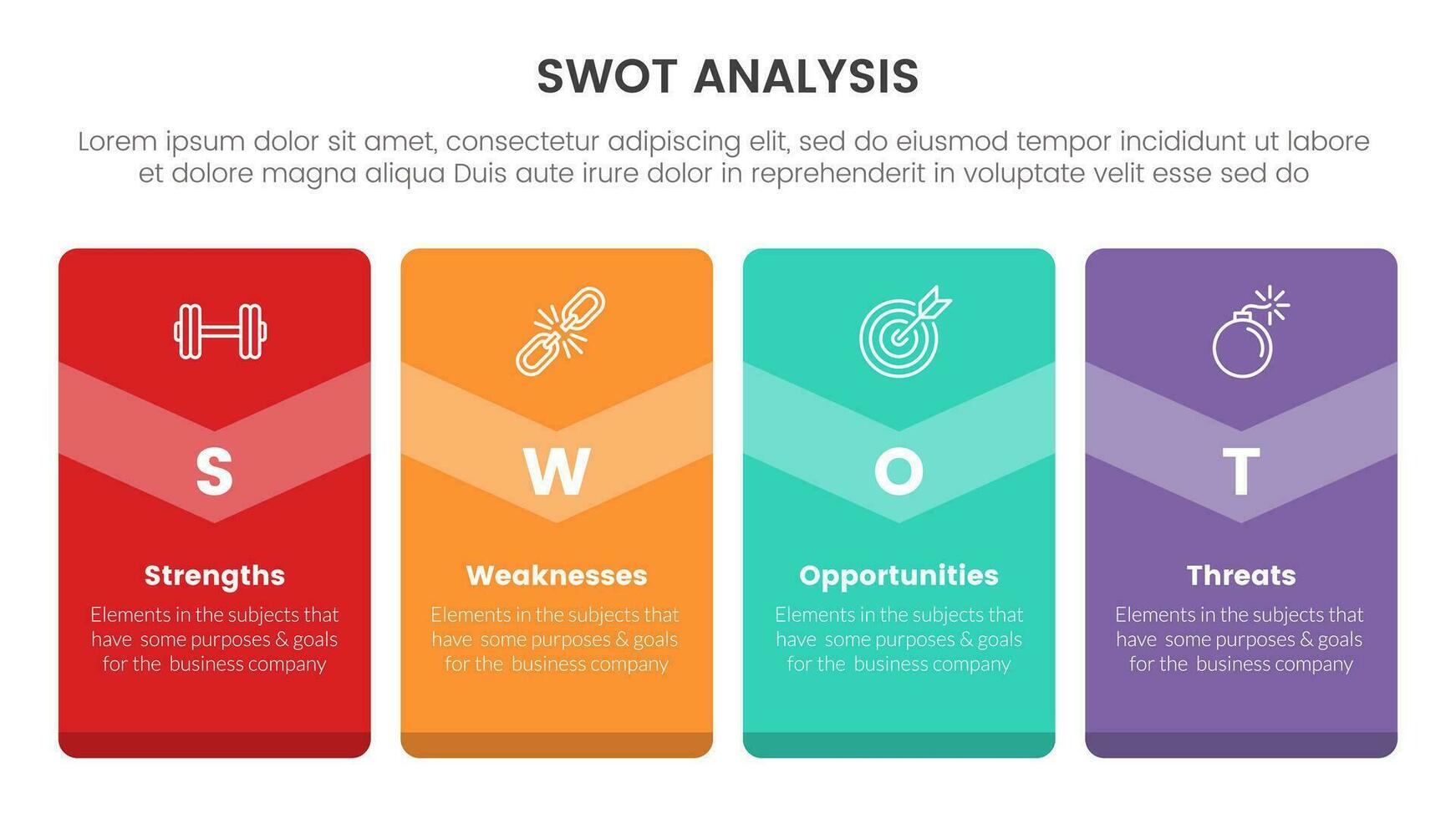 swot analysis concept with for infographic template banner with big box badge banner four point list information vector