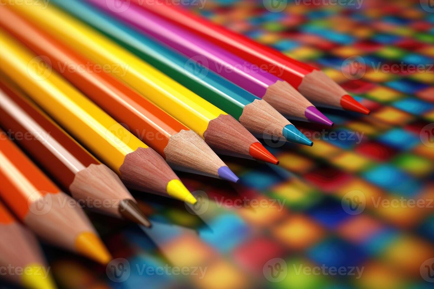 Closeup of colored pencils. photo