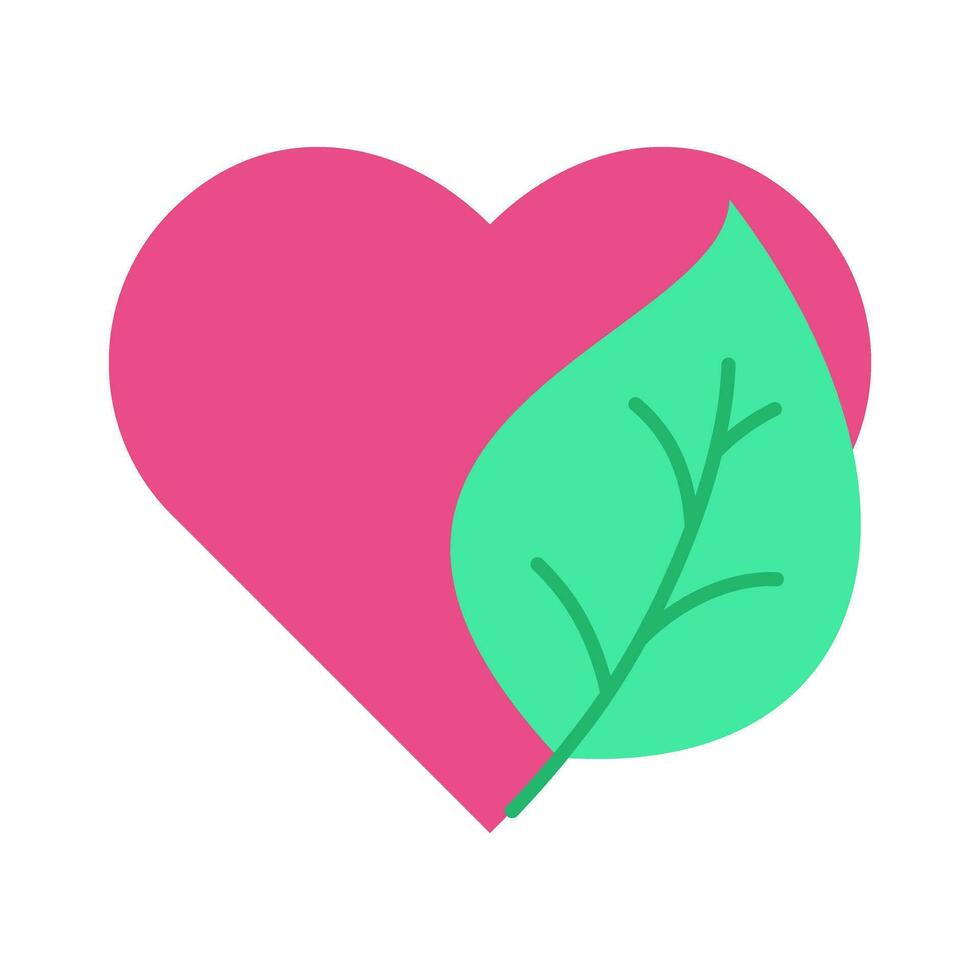 Love heart with leaf Nature Environment Isolated Icon Design vector