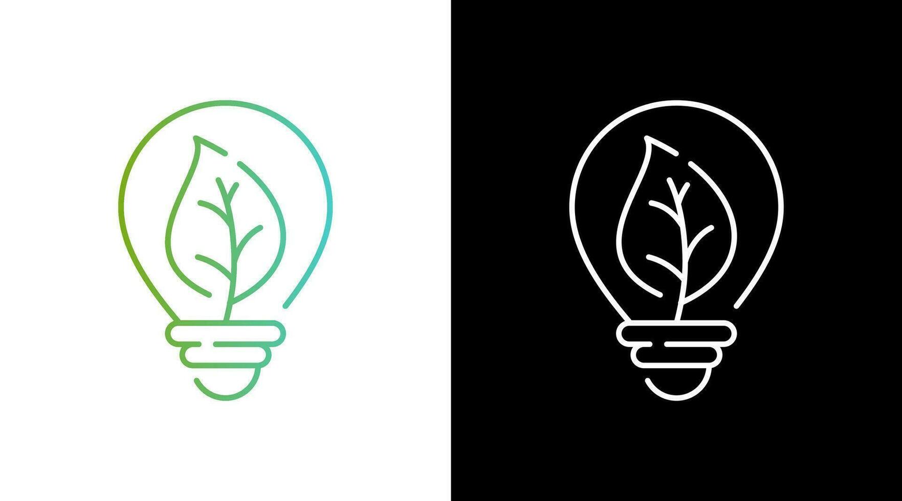 Lightbulb Lamp Green Energy Gradient Black and white Icon Design vector