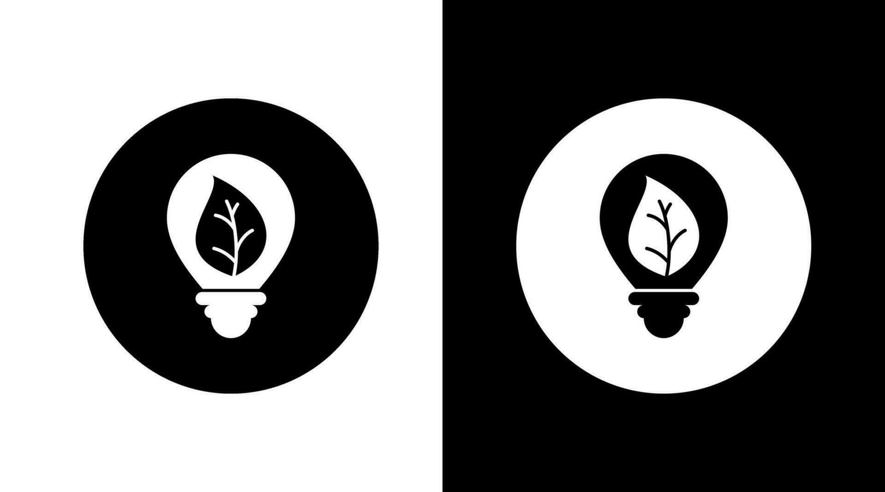 Eco Energy Lamp light bulb circle Icon Design Black and white vector