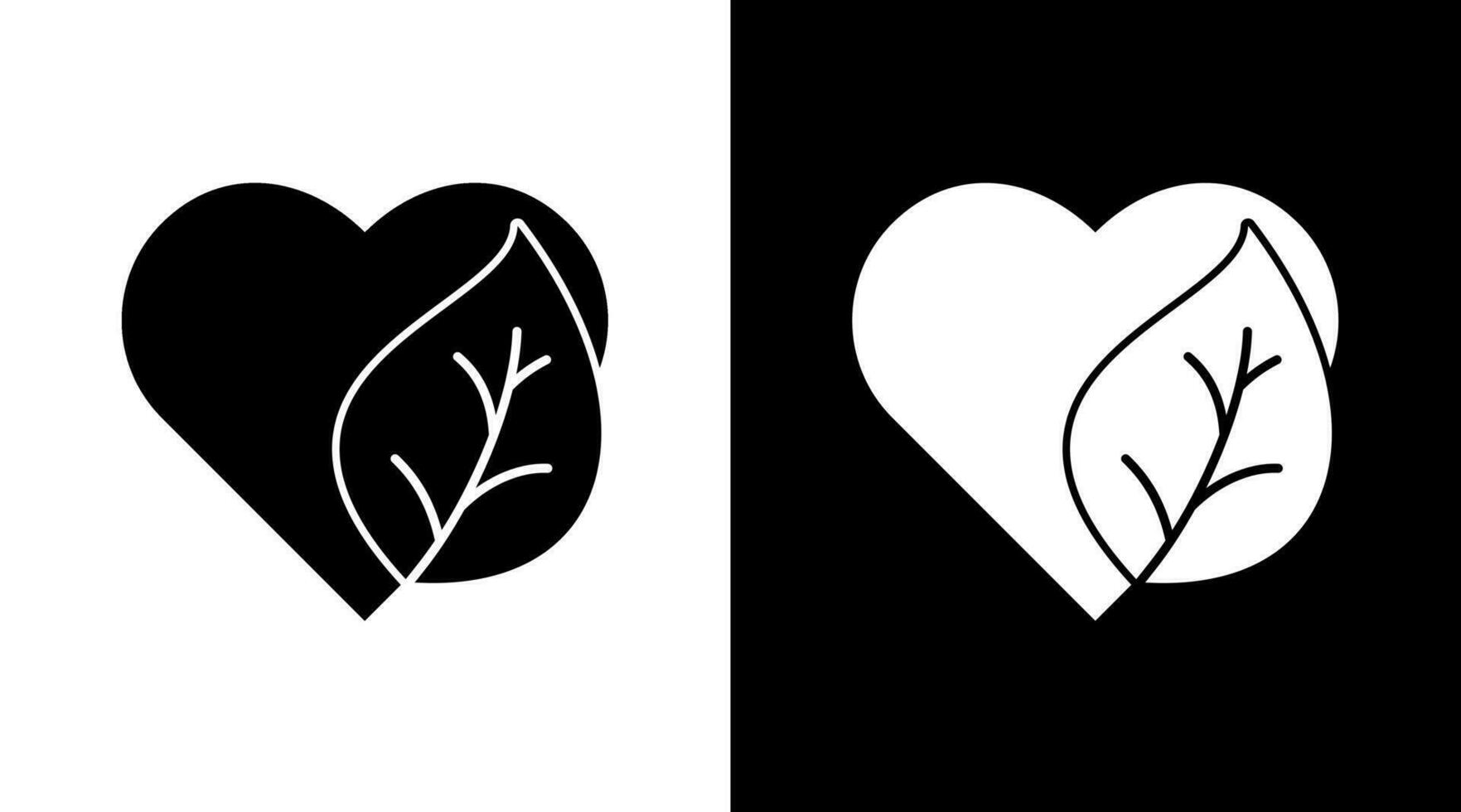 Eco Love leaf Nature Black and white Icon Design vector