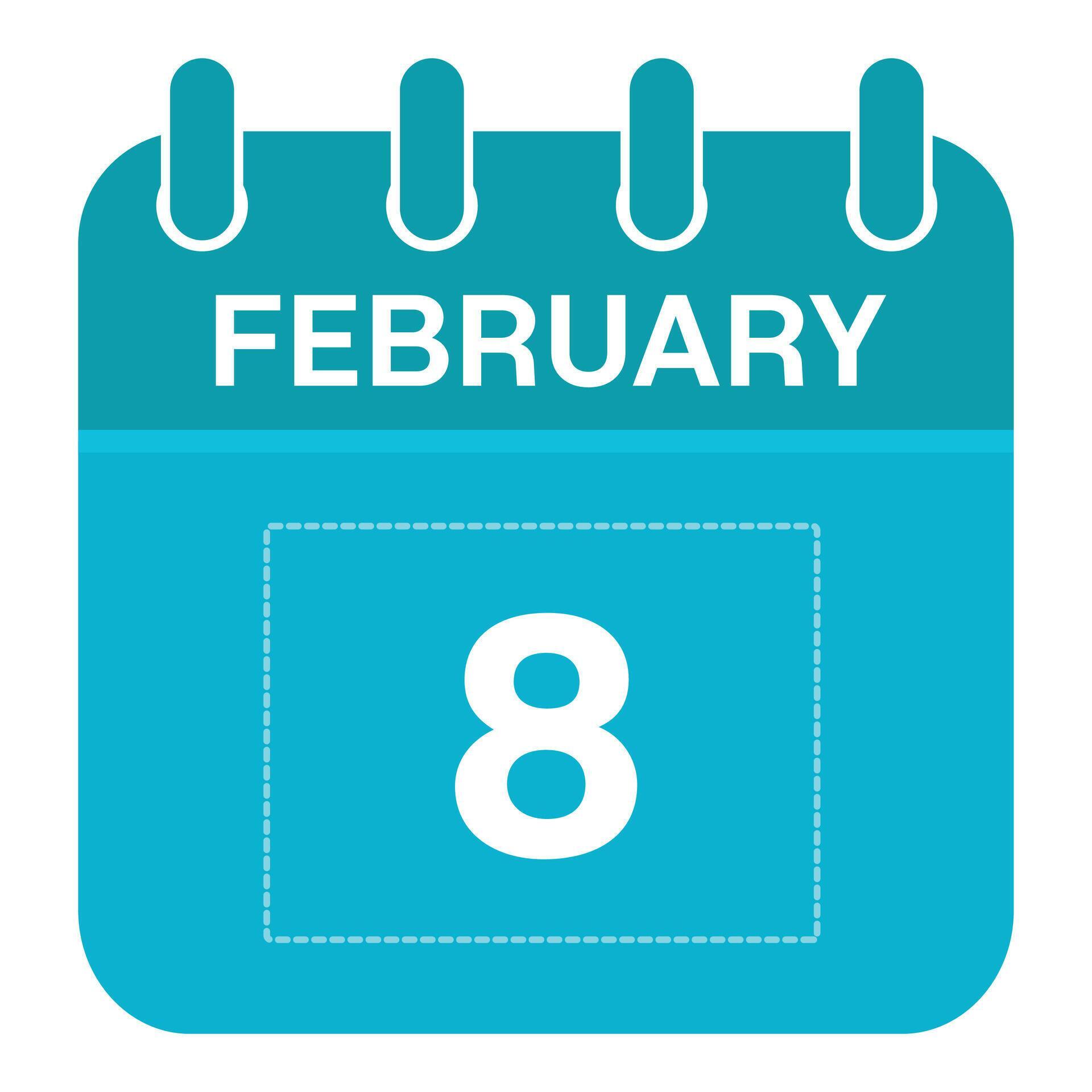 February 8 Calendar Daily Icon, Day, Date, Month 26153127 Vector Art at