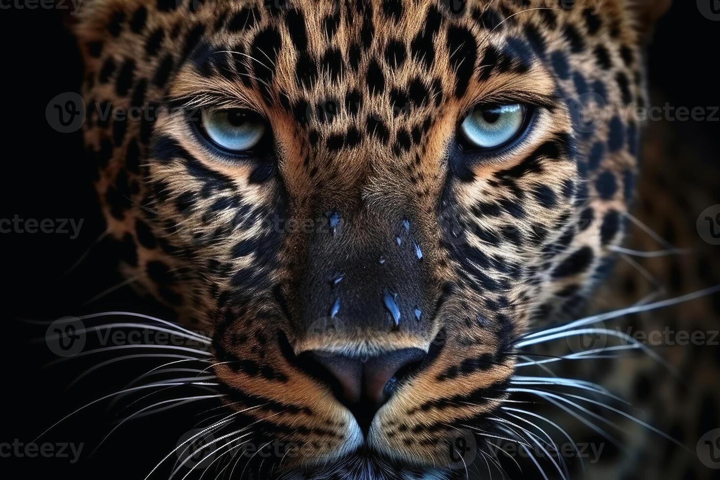 un cerca arriba retrato de fascinante leopardo fotografía creado con generativo ai tecnología foto