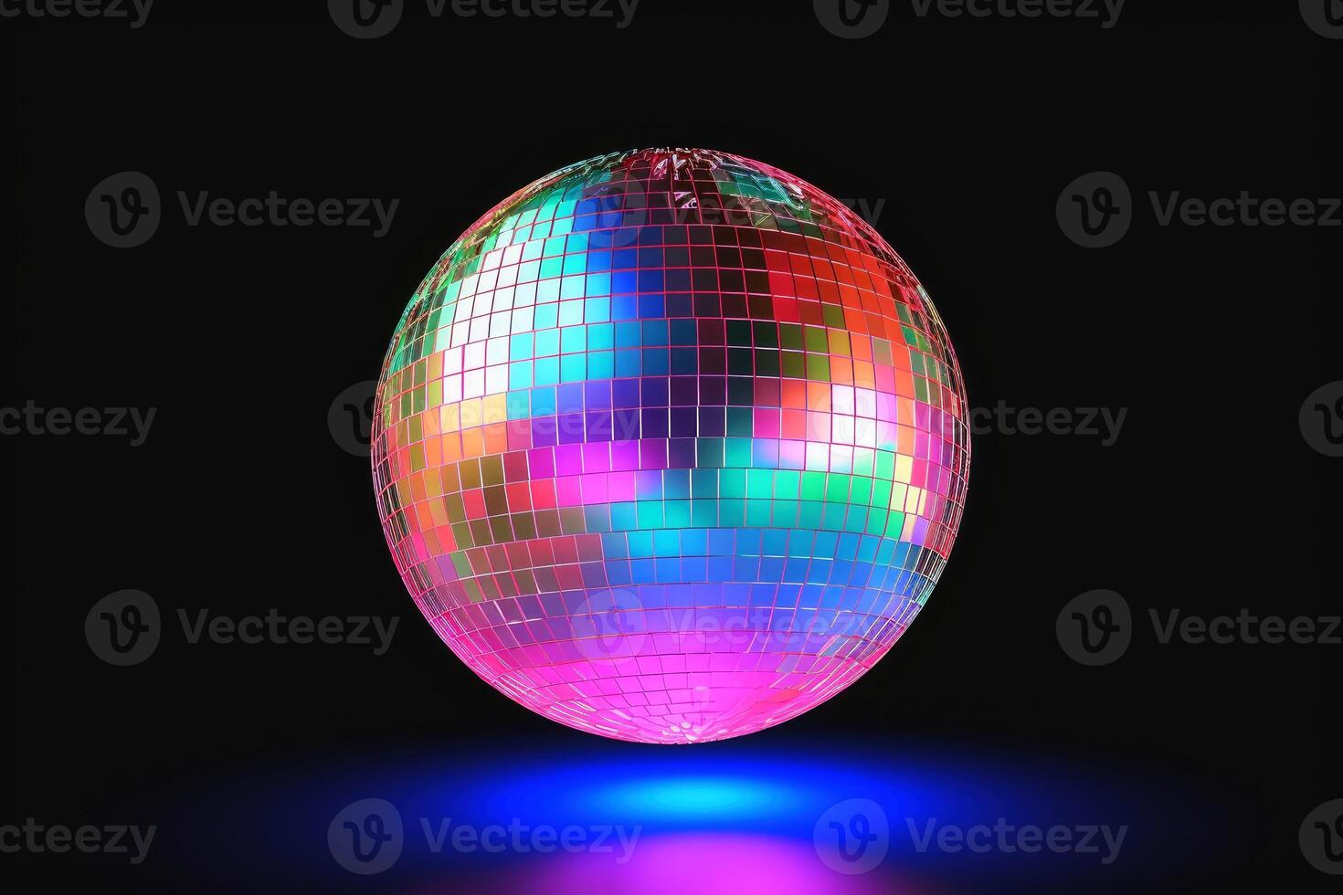 An 80s disco ball made of little mirrors created with technology. photo