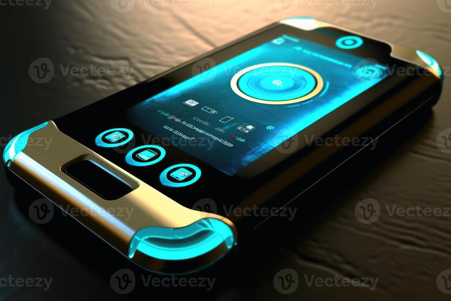 A futuristic smartphone created with technology. photo