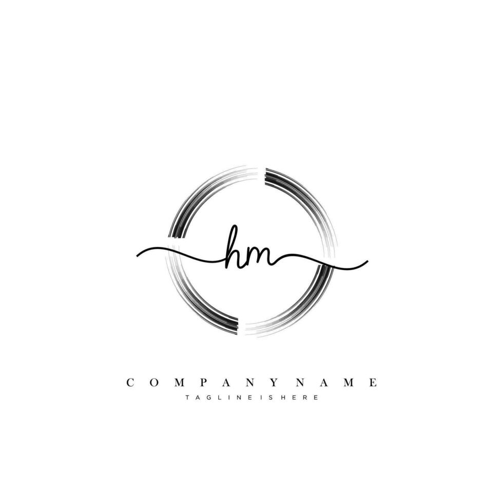 HM Initial handwriting minimalist geometric logo template vector