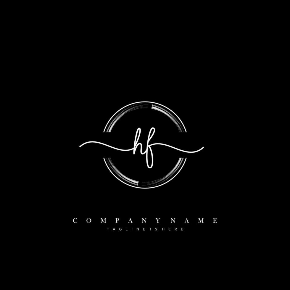 HF Initial handwriting minimalist geometric logo template vector