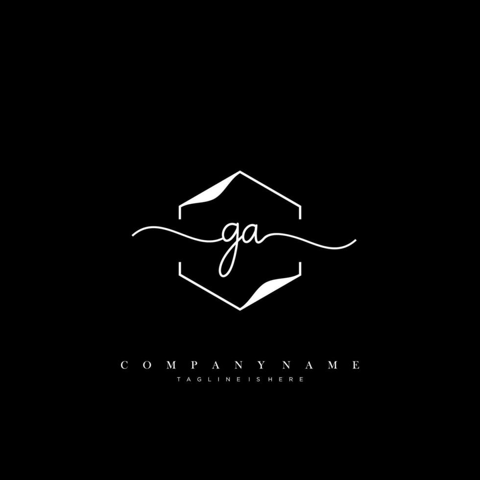 GA Initial handwriting minimalist geometric logo template vector