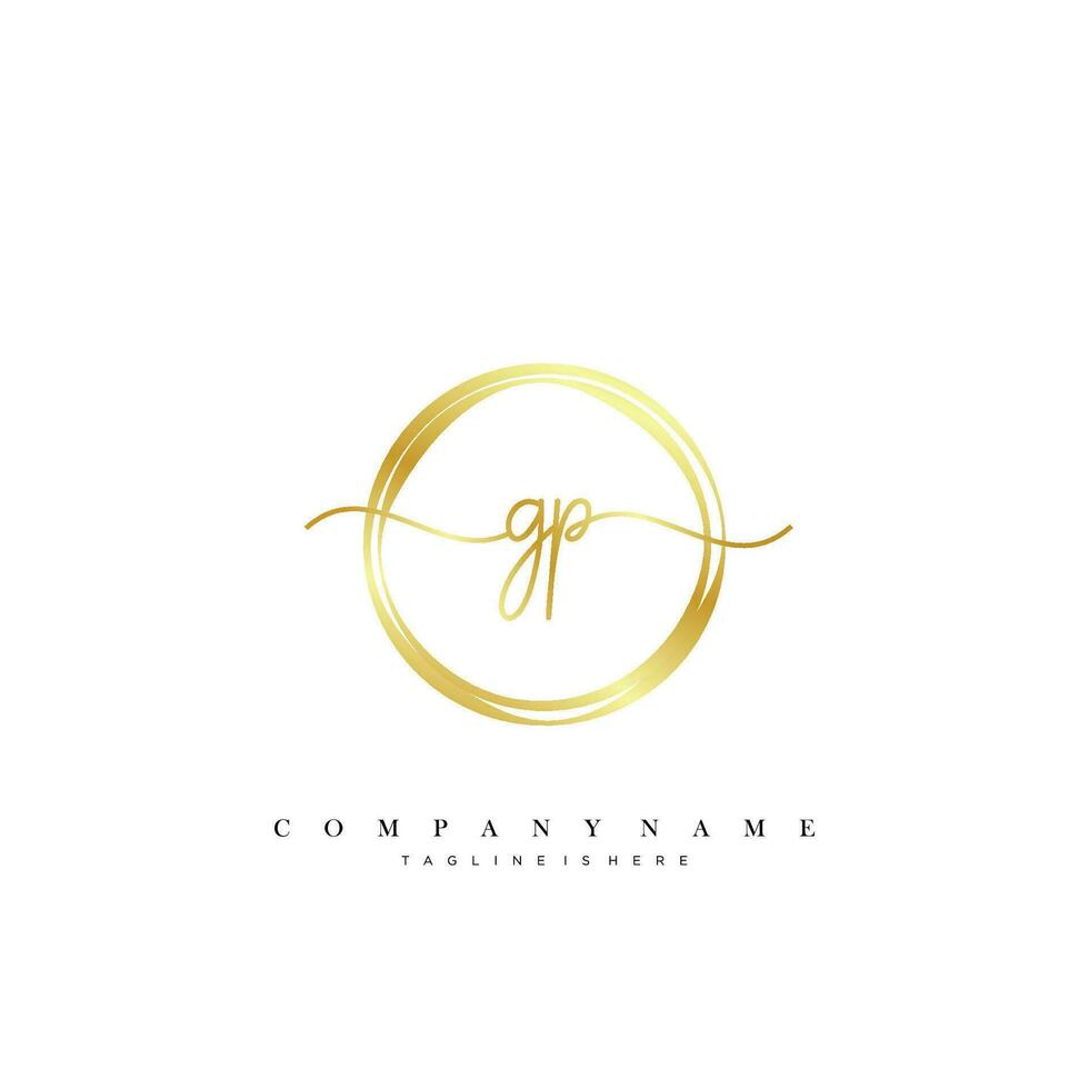 GP Initial handwriting minimalist geometric logo template vector