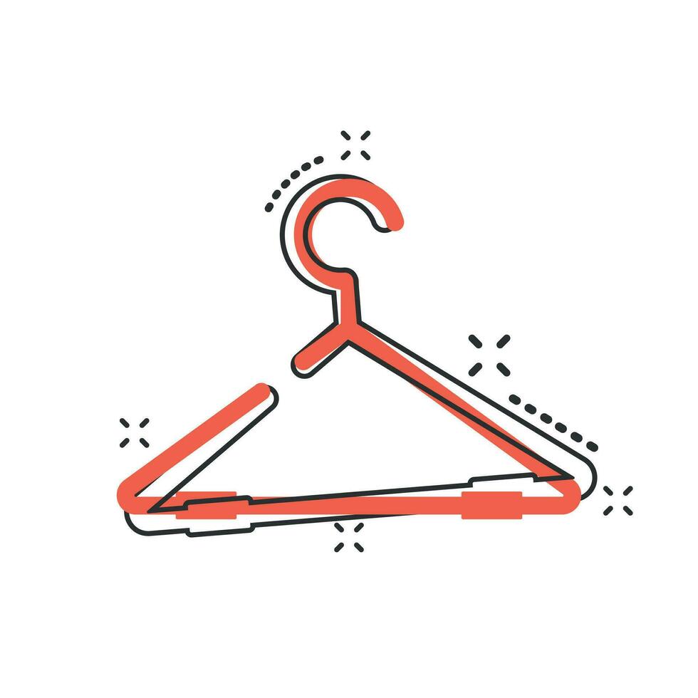 Vector cartoon hanger icon in comic style. Wardrobe hander sign illustration pictogram. Hanger business splash effect concept.