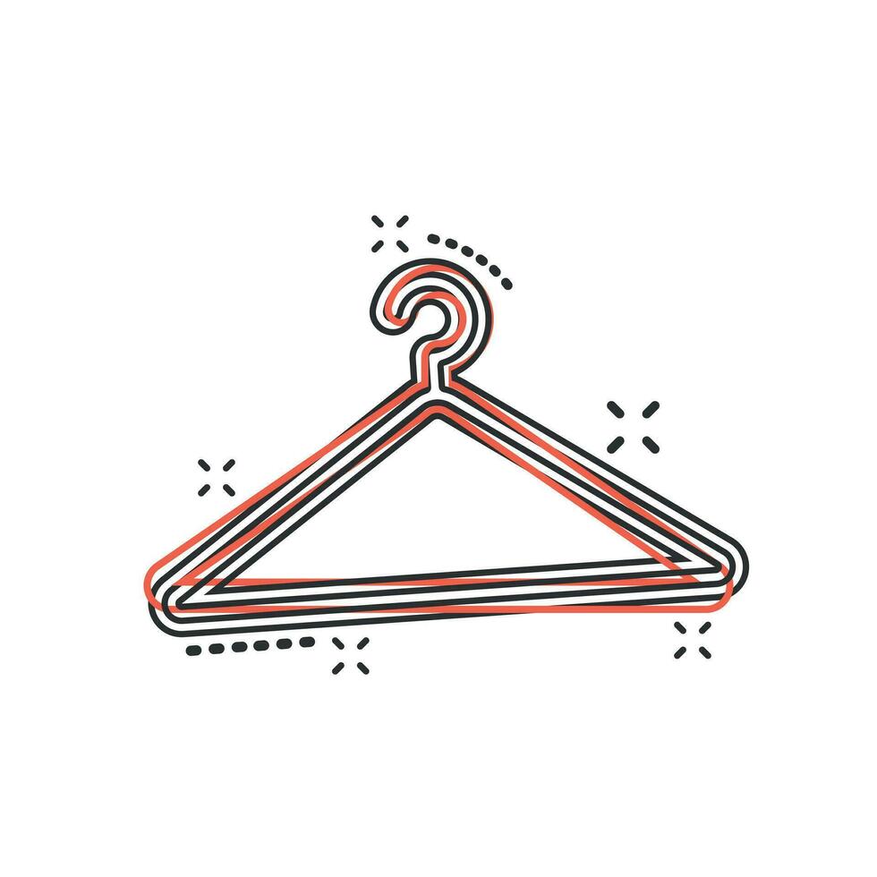 Vector cartoon hanger icon in comic style. Wardrobe hander sign illustration pictogram. Hanger business splash effect concept.