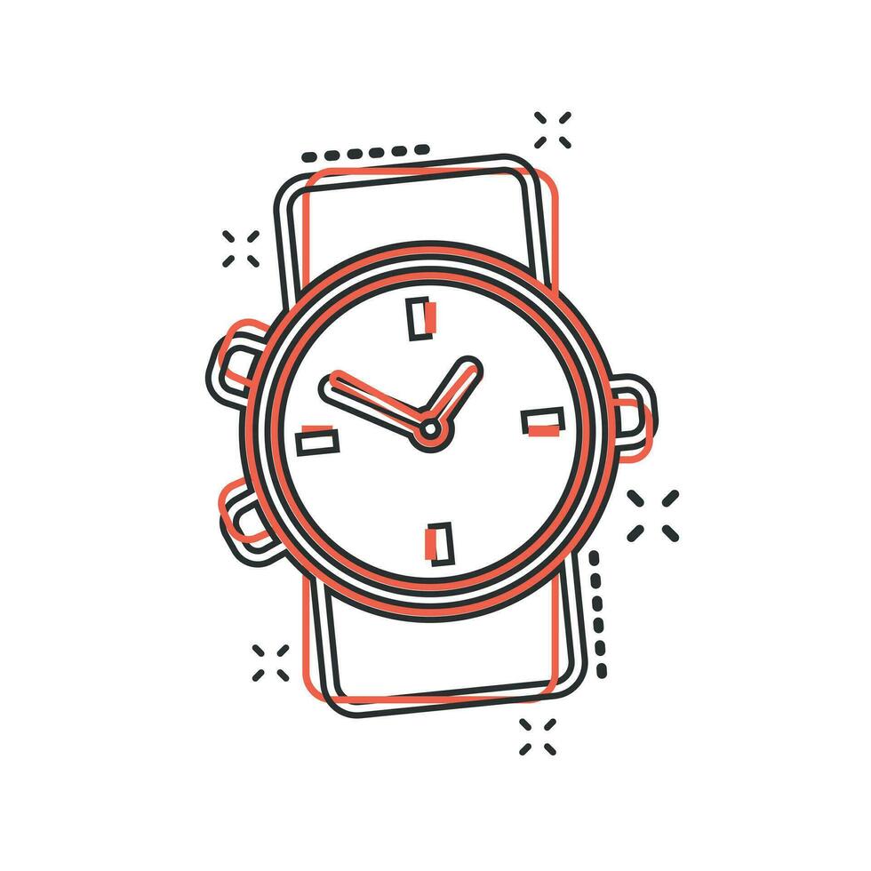 icono de reloj de dibujos animados de vector en estilo cómico. pictograma de ilustración de signo de reloj. concepto de efecto de salpicadura de negocio de temporizador.